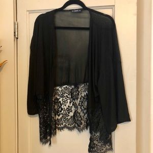 Black lace sheer cardigan